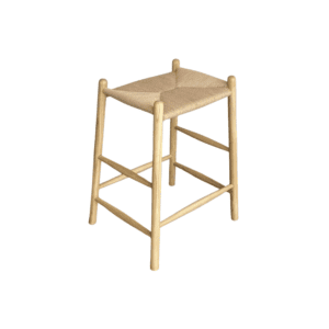 Ingridina Teak Barstool with Woven Weaving