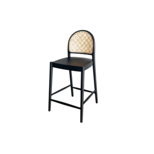 Valda Teak Bar Stool with Rattan Weaving