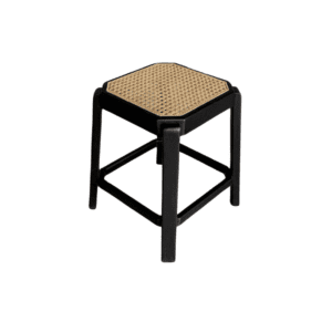 Rolf Teak Wood and Rattan Stool