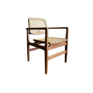 Retrova Teak Armchair - Accent Chair with Rattan Weaving
