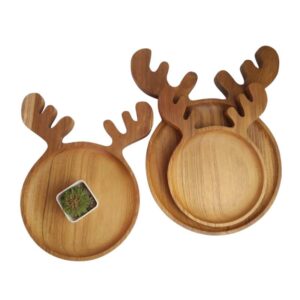 Teak Deer Plate