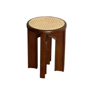 Culvo Teak Stool with Rattan Weaving